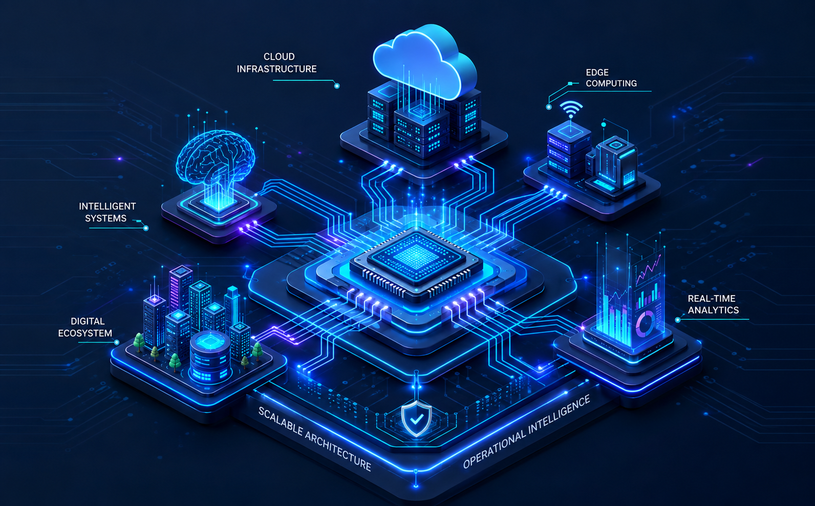 Isometric technology infrastructure illustration