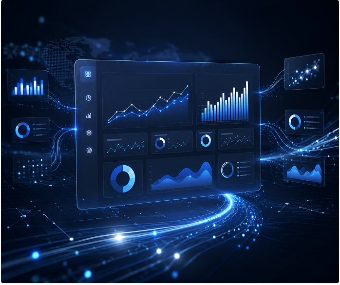 Enterprise cloud and database architecture isometric illustration